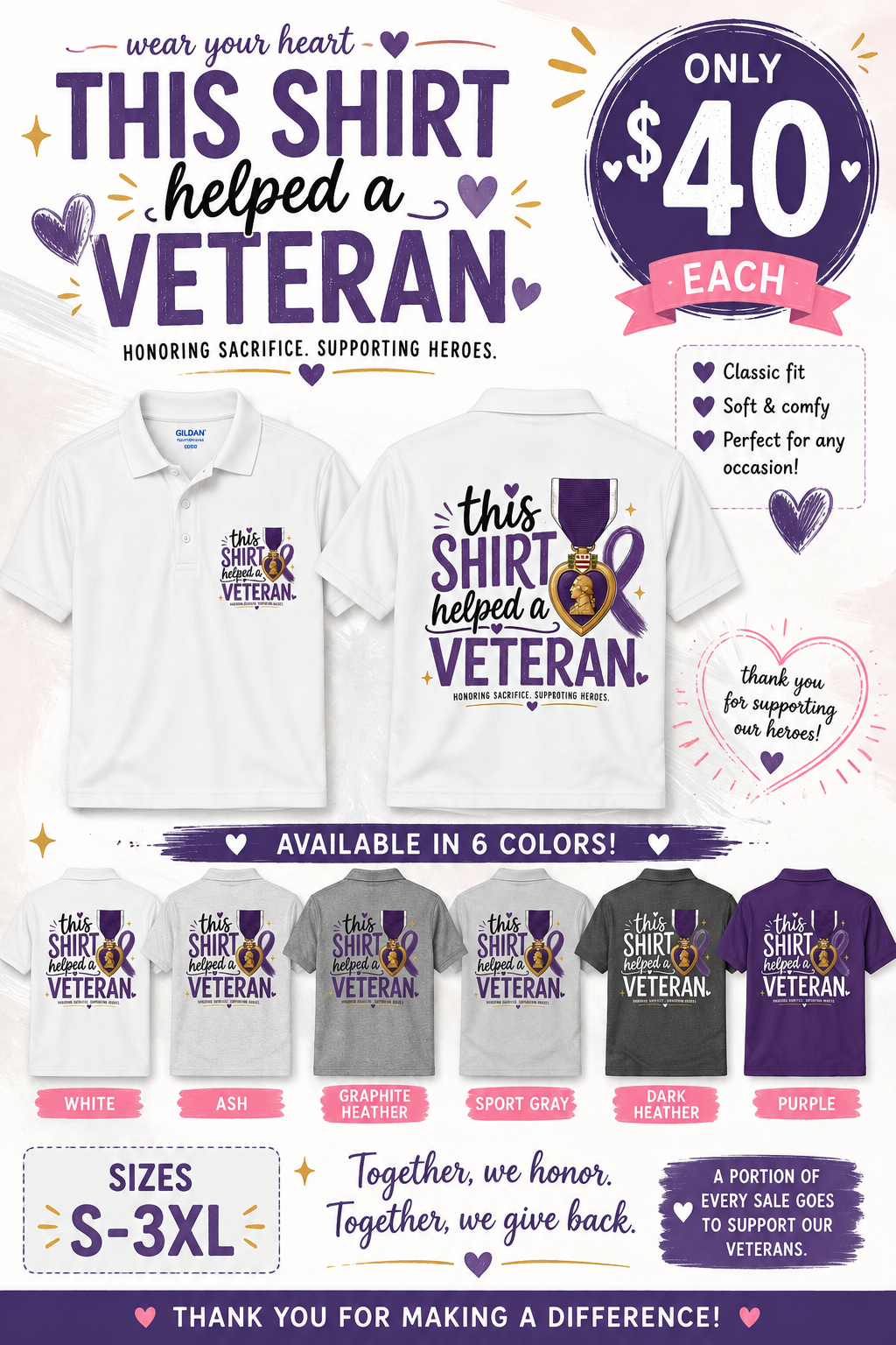 This Shirt Helped a Veteran Polo | Gildan G880 | Veteran Support Shirt