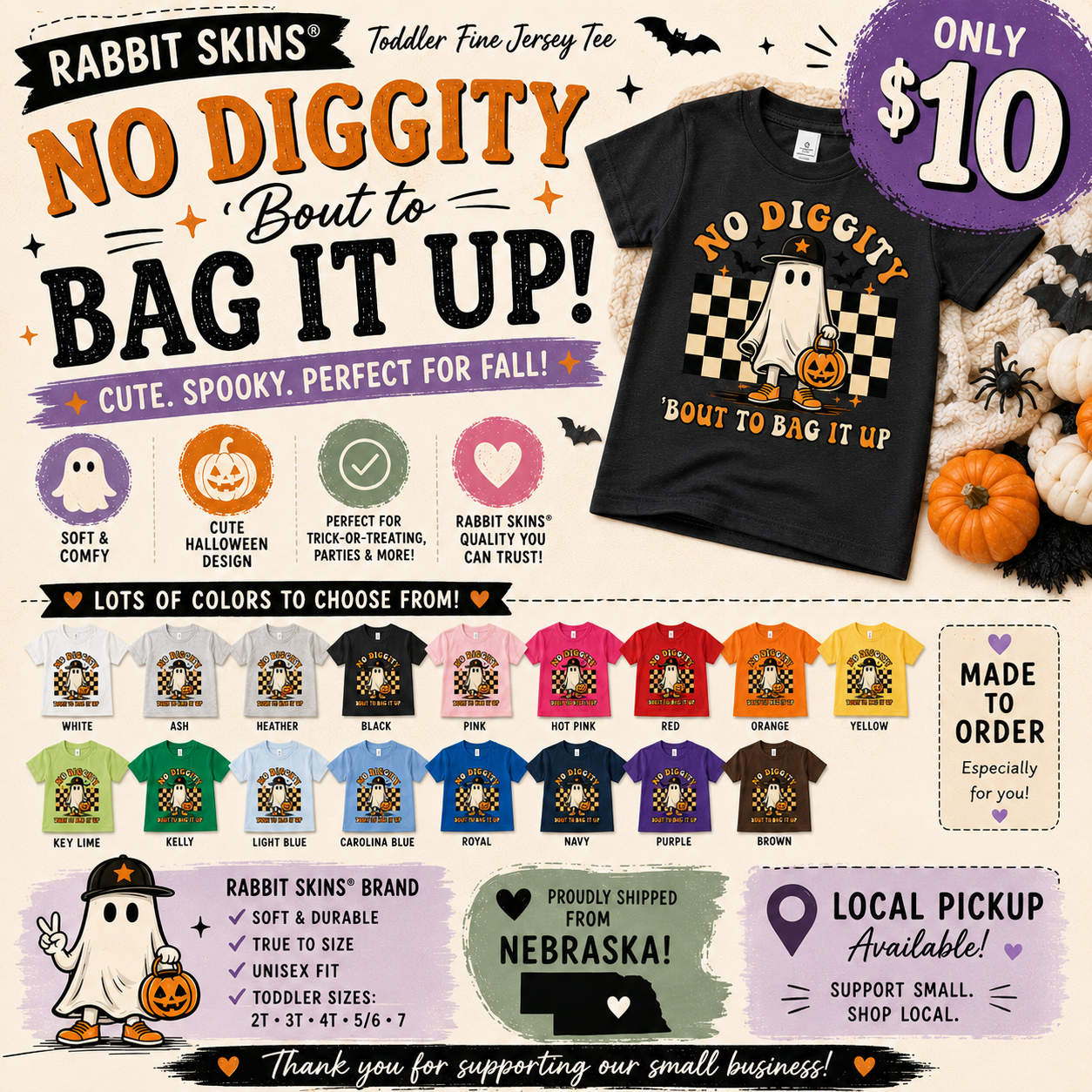 Toddler Halloween Shirt | Retro Ghost Pumpkin Tee, Trick or Treat Graphic