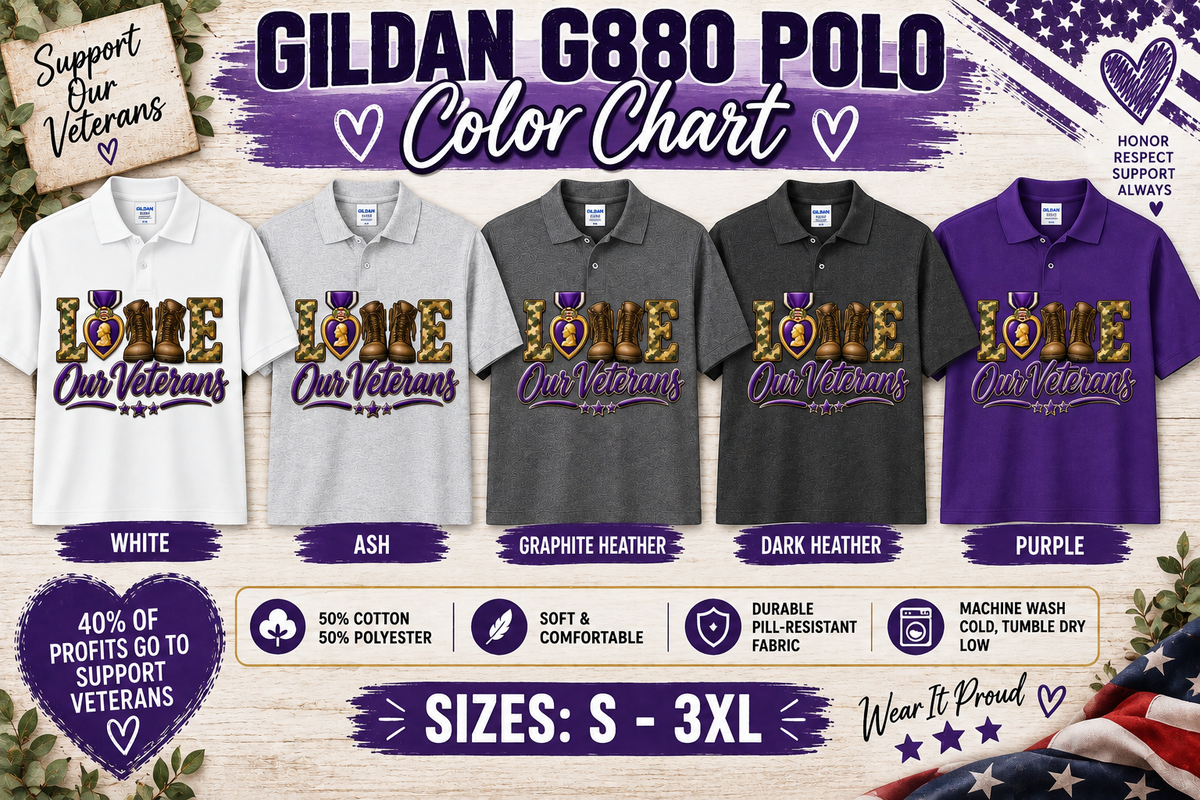 💜 Love Our Veterans Polo | Unisex Polo | MOPHA Fundraiser