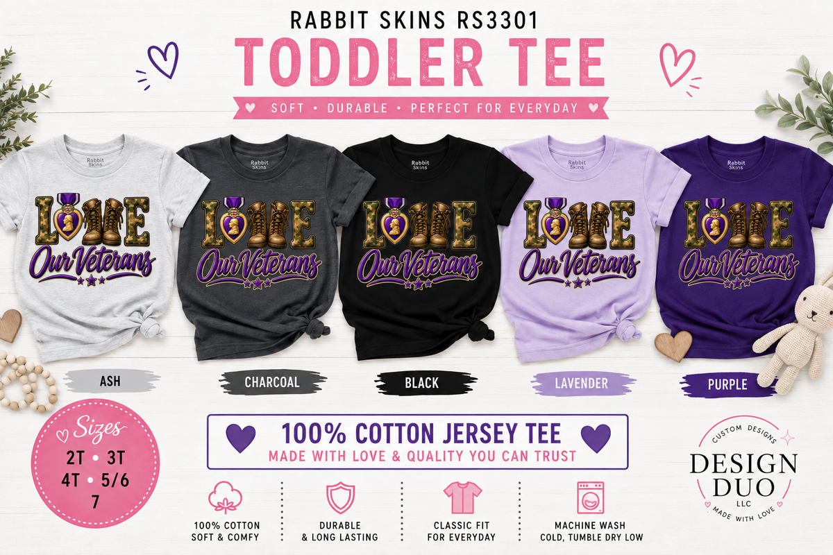 💜 Love Our Veterans Toddler T-Shirt | Rabbit Skins RS3301 | MOPHA Fundraiser
