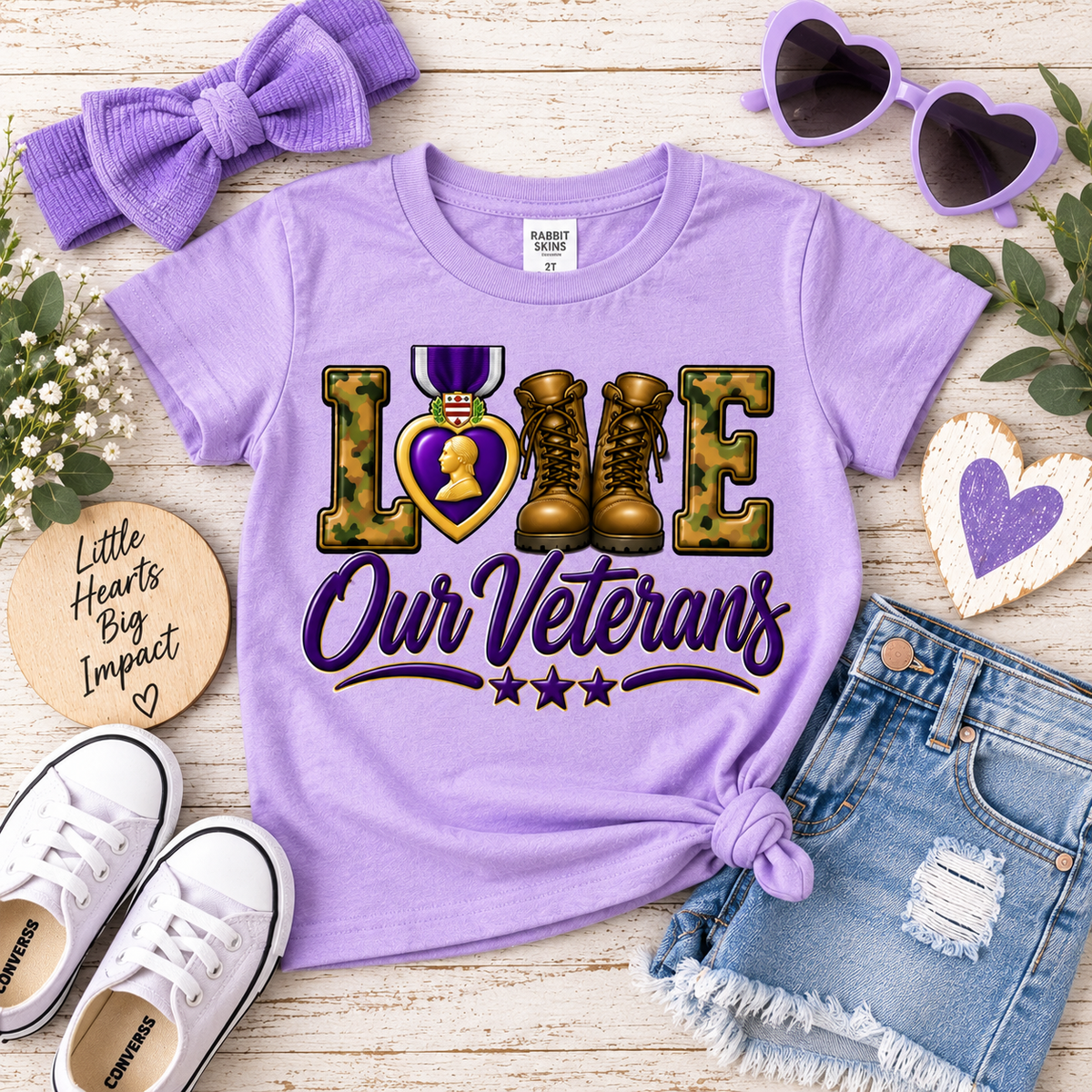 💜 Love Our Veterans Toddler T-Shirt | Rabbit Skins RS3301 | MOPHA Fundraiser