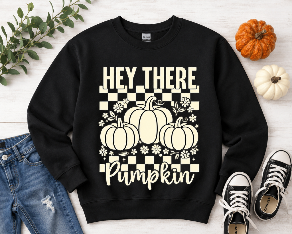 Hey There Pumpkin Youth Sweatshirt | Cute Fall Kids Crewneck | Gildan G180B Heavy Blend | Toddler & Youth Autumn Sweatshirt