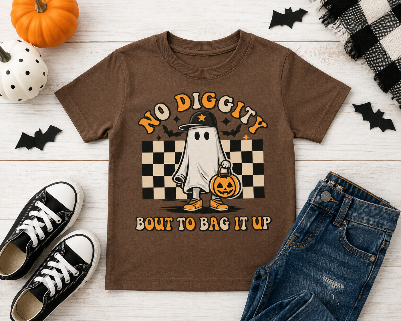 Toddler Halloween Shirt | Retro Ghost Pumpkin Tee, Trick or Treat Graphic