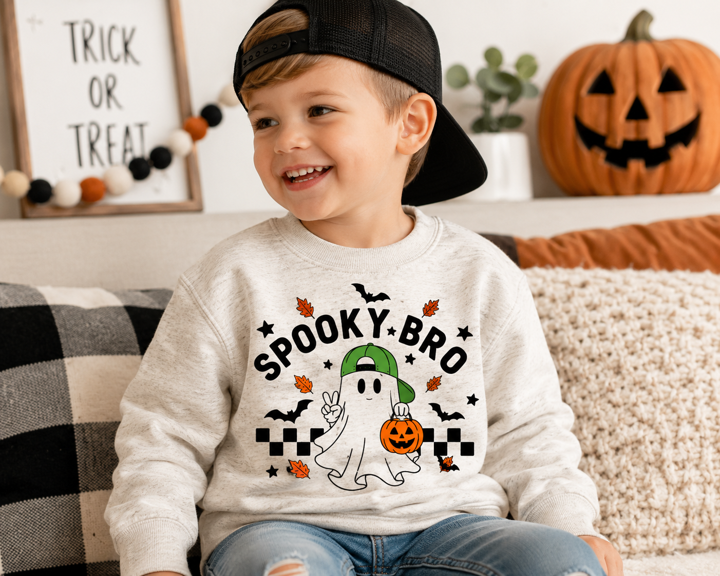 Spooky Bro Toddler Halloween Sweatshirt | Cute Ghost Crewneck | Rabbit Skins 3317 Fleece | Fall Toddler Pullover | Halloween Outfit