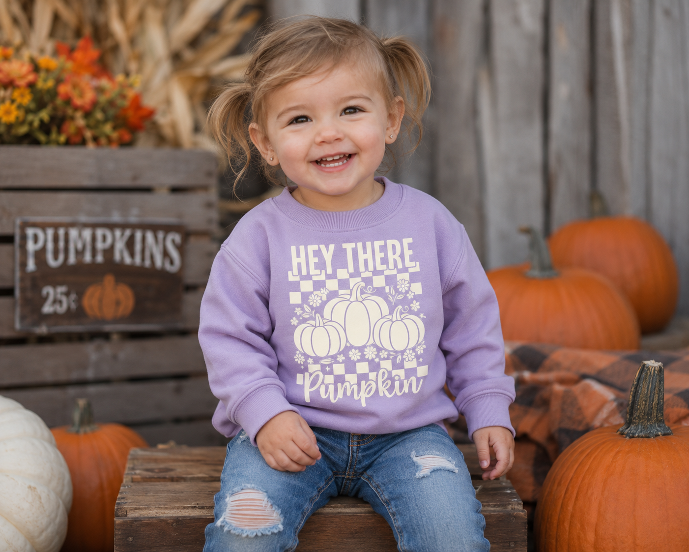 Toddler Pumpkin Sweatshirt | Fall Crewneck, Cotton Blend, Unisex Fit