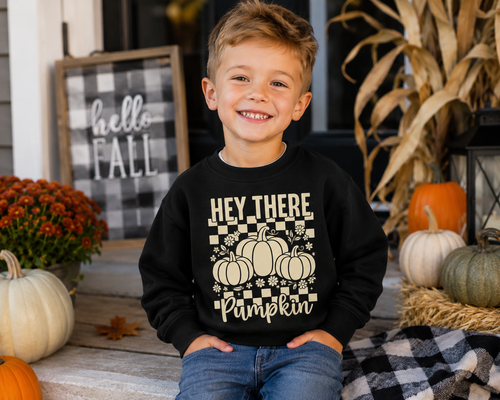 Hey There Pumpkin Youth Sweatshirt | Cute Fall Kids Crewneck | Gildan G180B Heavy Blend | Toddler & Youth Autumn Sweatshirt