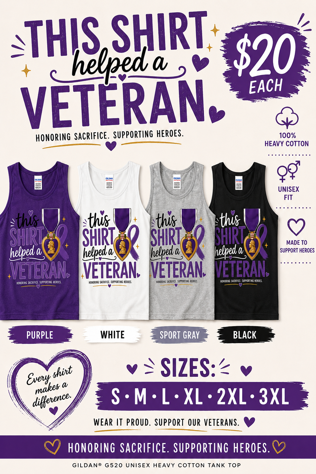 This Shirt Helped a Veteran Tank Top | Gildan G520 Unisex Tank | Veteran Support Shirt