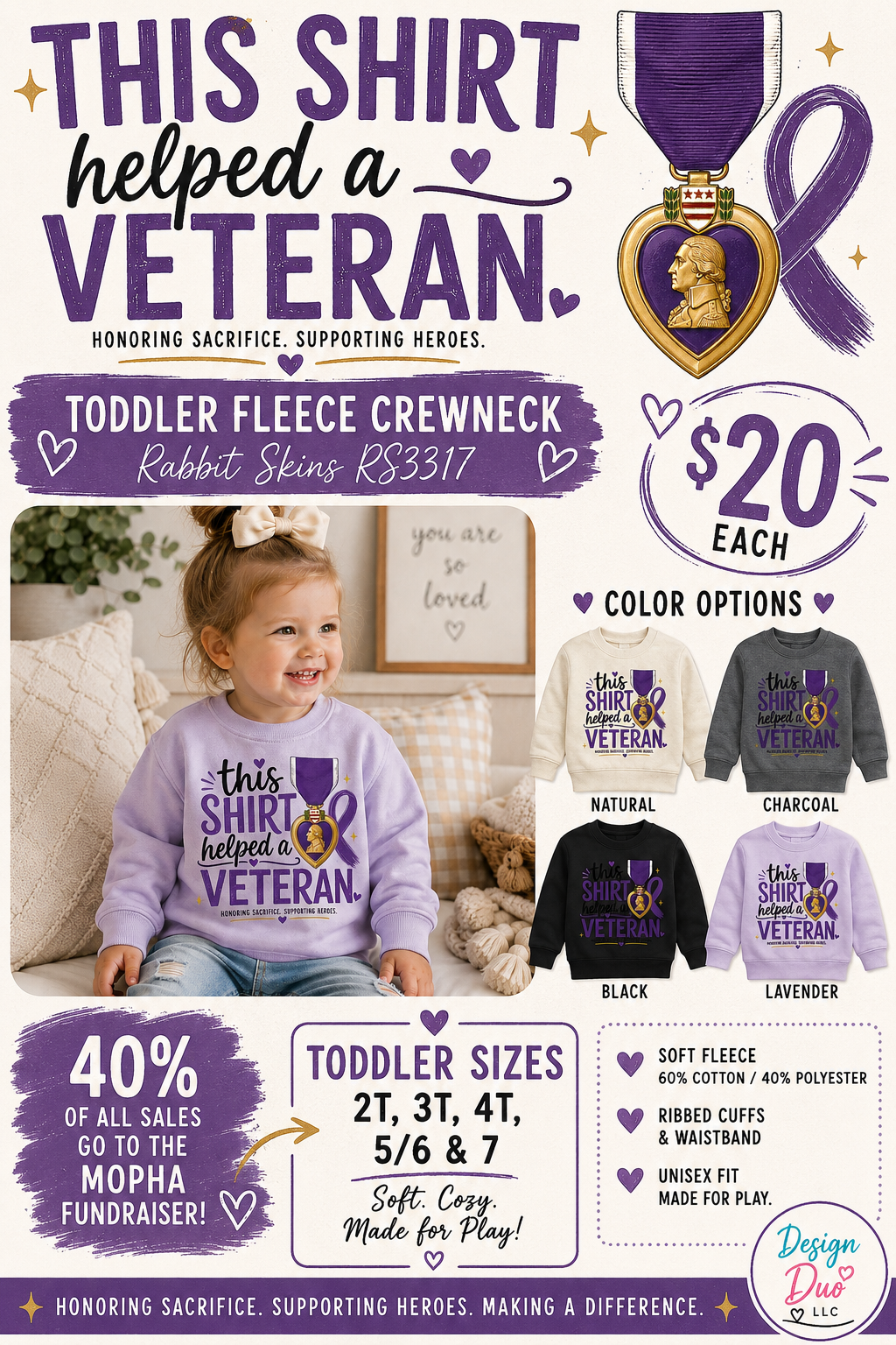 Toddler Crewneck - This Shirt Helped A Veteran I MOPHA Fundraiser