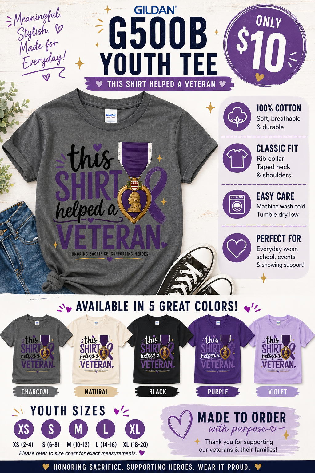 Youth T-Shirt - This Shirt Helped a Veteran | Veteran Support Tee