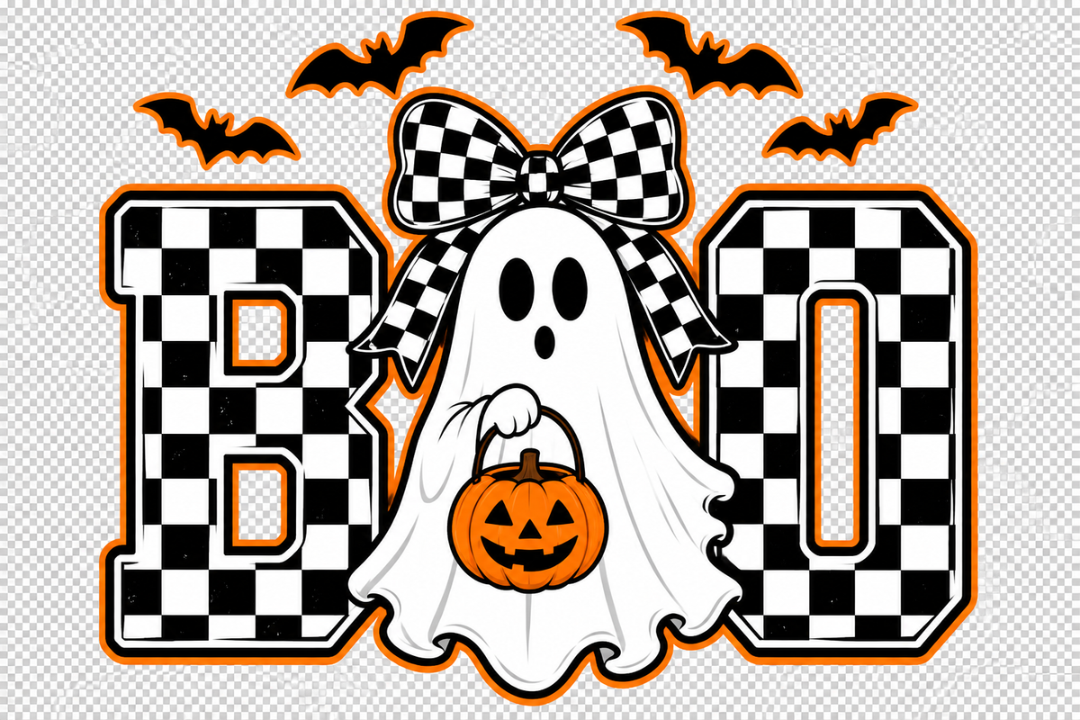 BOO Ghost Halloween Shirt, Checkerboard Ghost Tee, Cute Halloween Shirt, Spooky Season T-Shirt, Women’s Fall Graphic Tee, Gildan G500