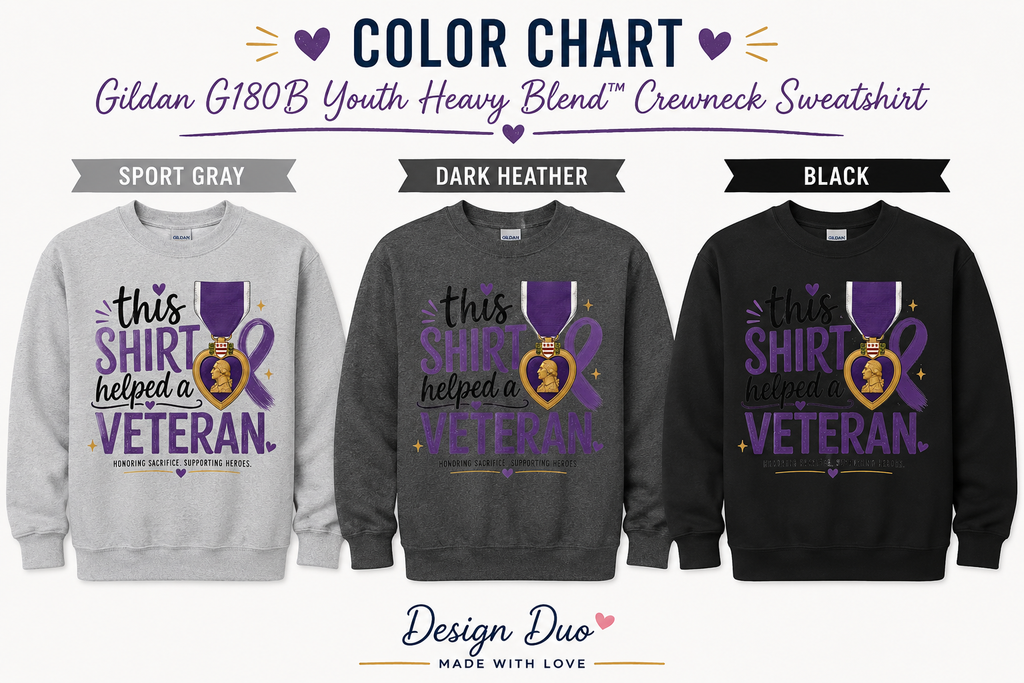 Youth Crewneck - “This Shirt Helped a Veteran” | MOPHA Fundraiser | Gildan G180B
