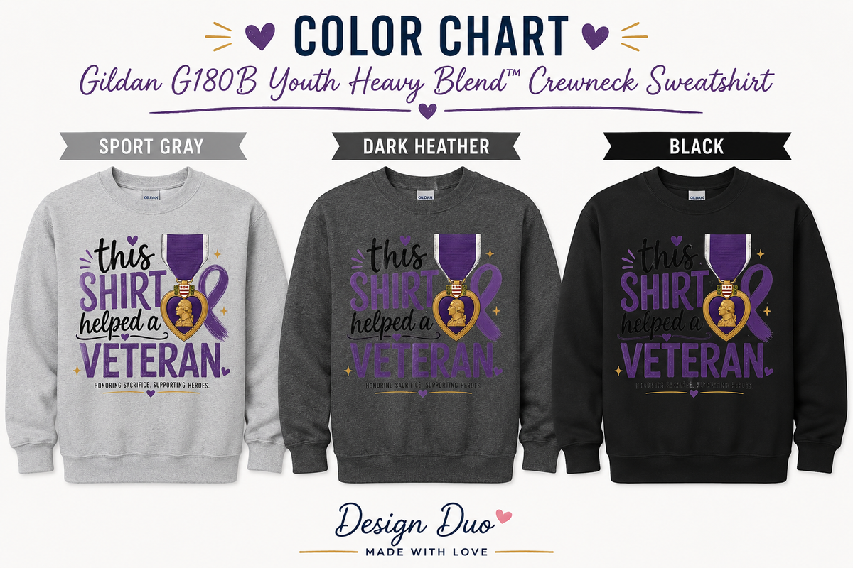 Youth Crewneck - “This Shirt Helped a Veteran” | MOPHA Fundraiser | Gildan G180B