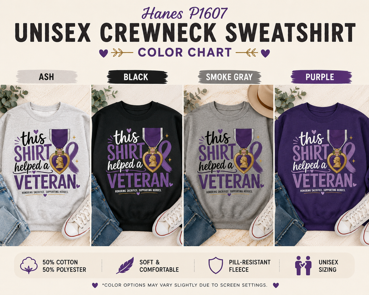 Adult Unisex Crewneck - This Shirt Helped a Veteran | MOPHA Fundraiser | Veteran Support Sweatshirt | Hanes P1607 Unisex Crewneck