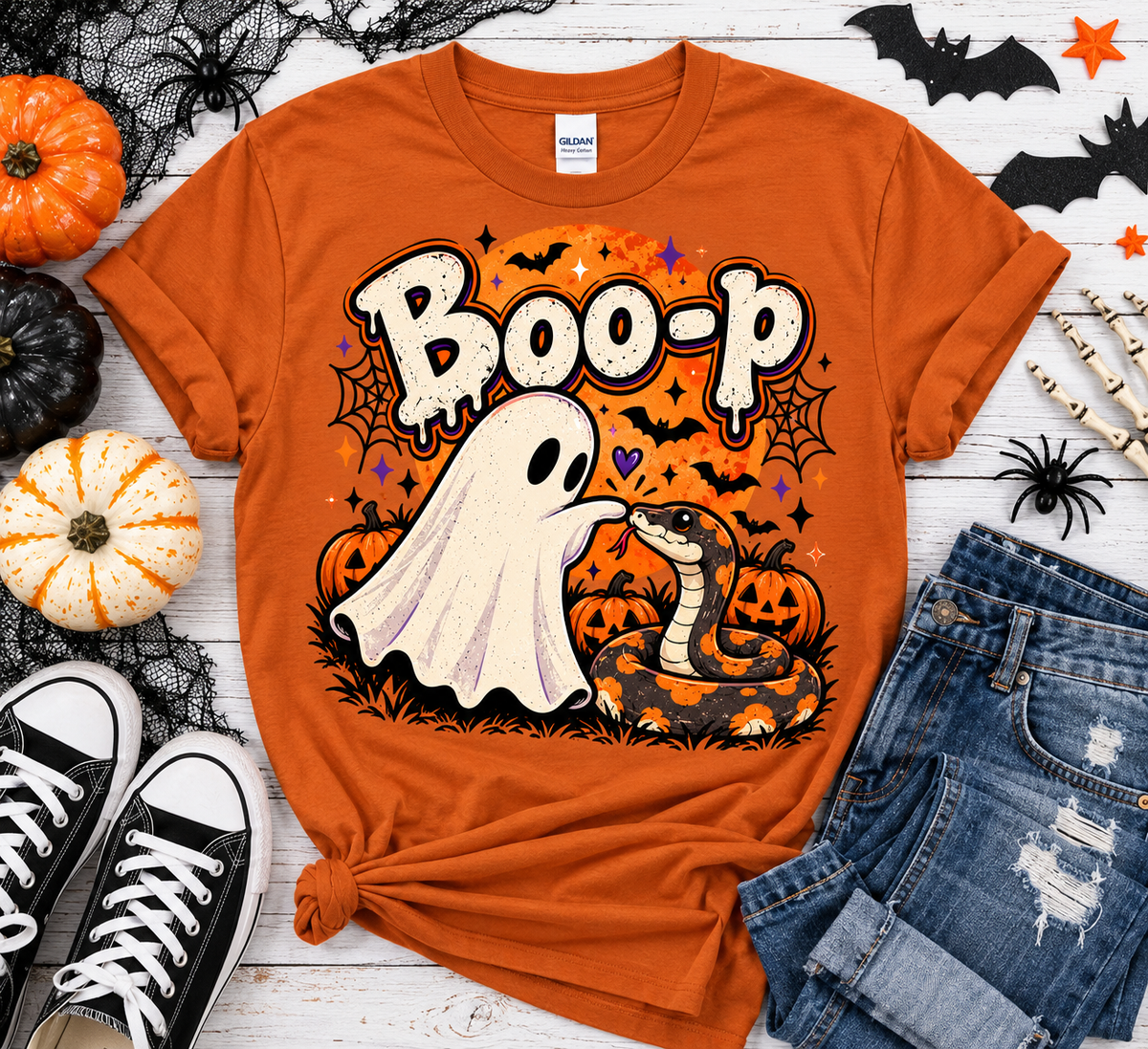 👻🐍 BOO-P! Ghost & Snake Halloween T-Shirt | Adult & Youth Sizes 🎃