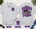 Real Heroes Wear Purple Polo Shirt | Medal Polo | Veteran Support Shirt | Patriotic Gildan G880 Unisex Polo | MOPHA