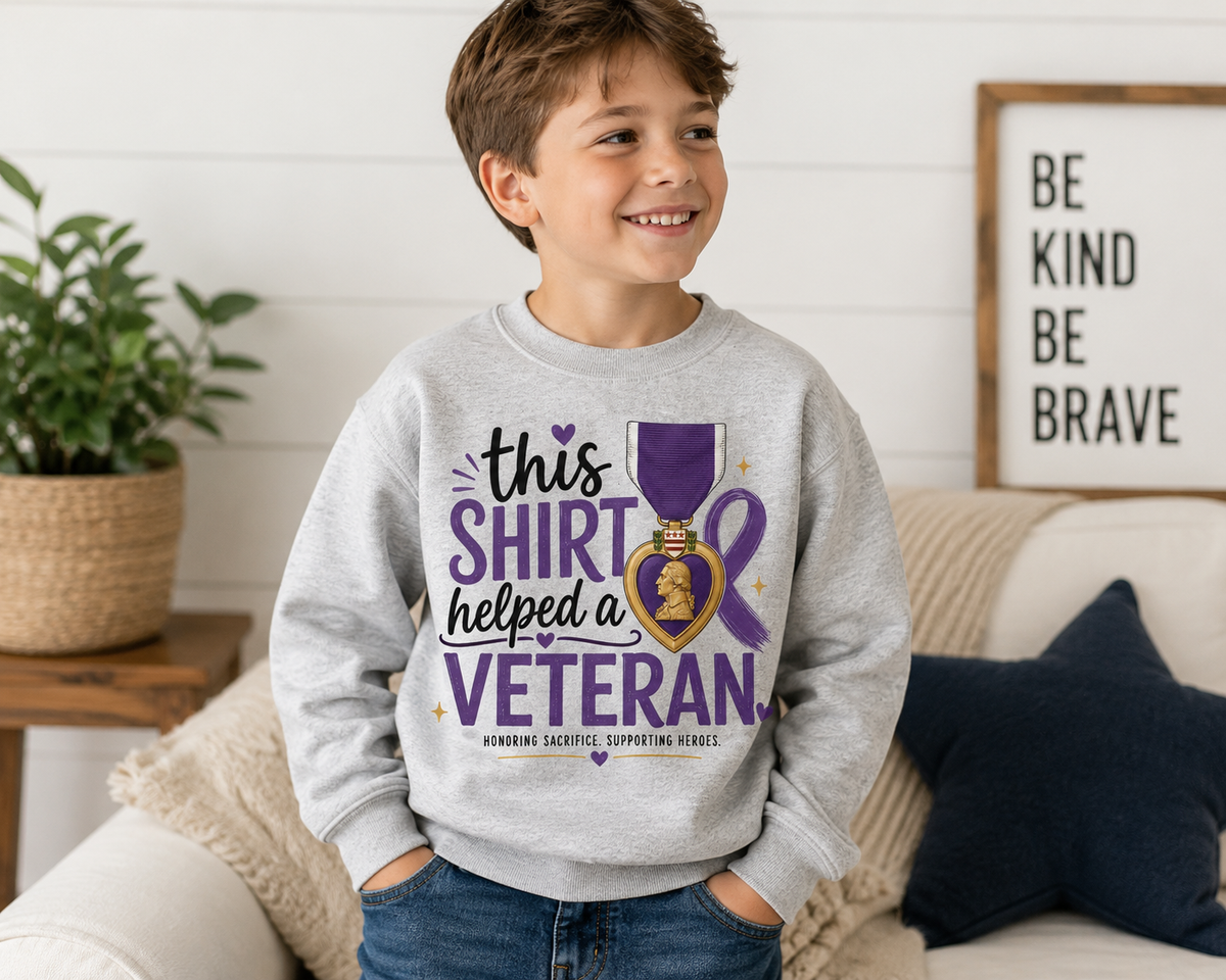 Youth Crewneck - “This Shirt Helped a Veteran” | MOPHA Fundraiser | Gildan G180B