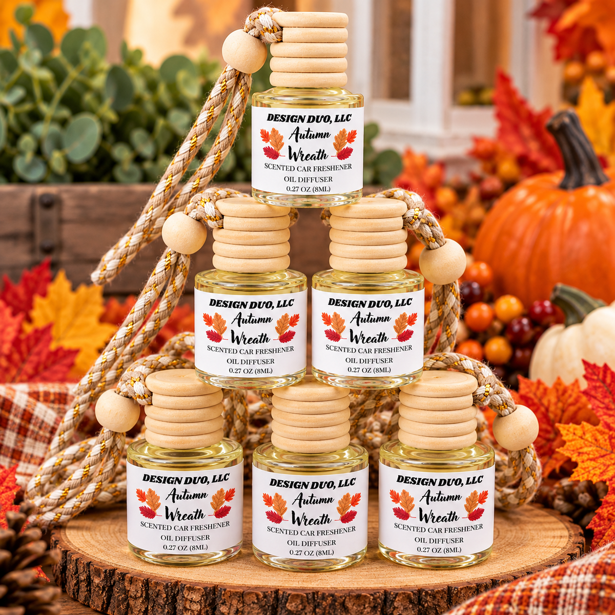 Autumn Wreath Car Diffuser | Fall Car Air Freshener | Hanging Oil Diffuser | Cozy Autumn Car Scent | Fall Car Accessory 🍂🚗